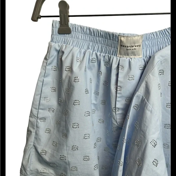 Alexander Wang Blue Rhinestone Wool/Cashmere PJ Set W Boxer Shorts Size Small - Picture 6 of 9